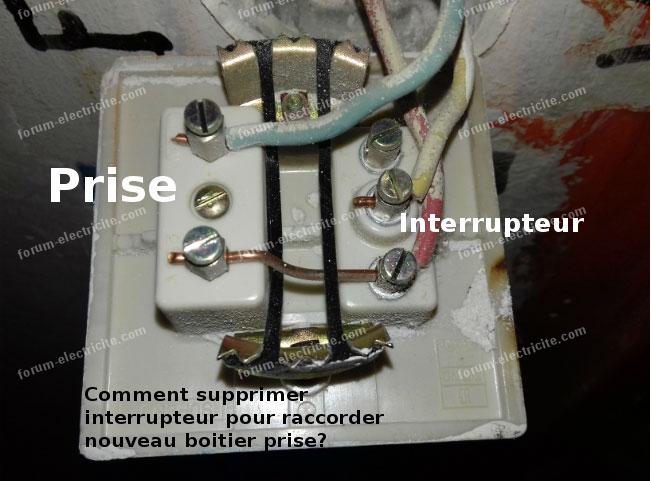 Branchement électrique  Supprimer bloc prise avec interrupteur