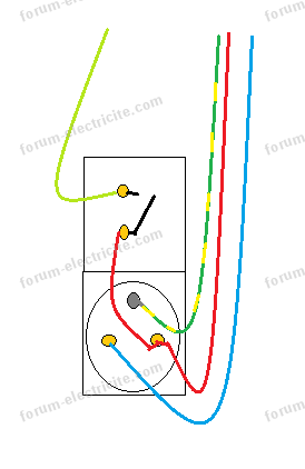 Bricolage Électricité Conseils  Schéma de montage d'un interrupteur  combiné avec une prise