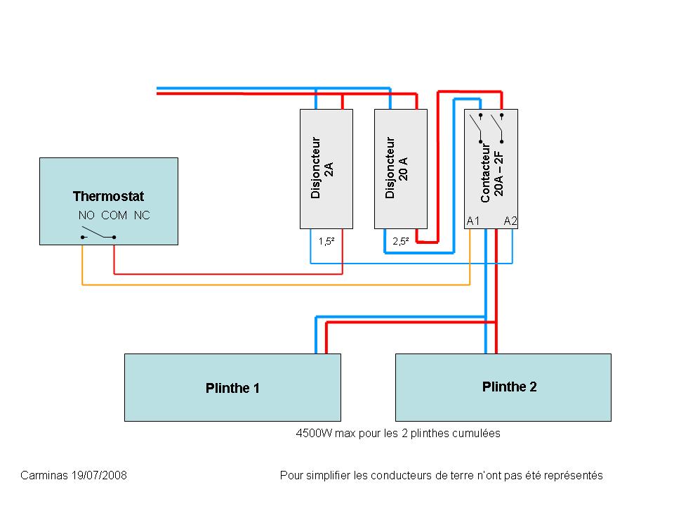 Branchement chauffage électrique avec thermostat questions forum électricité