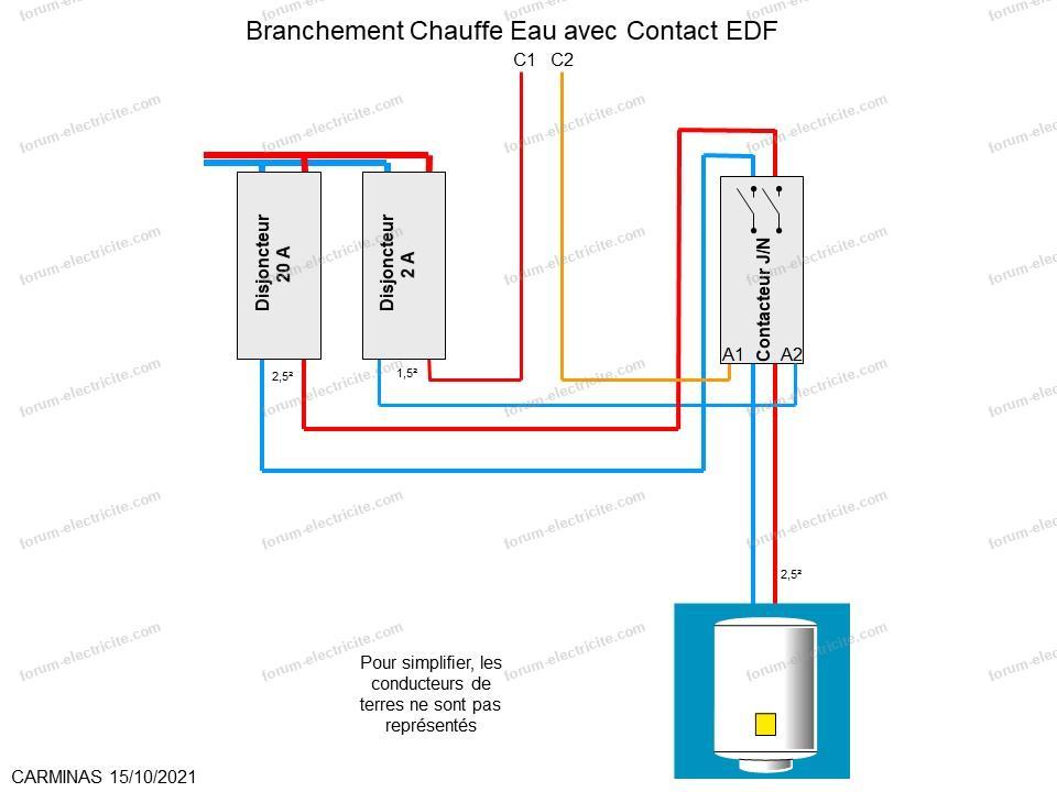 Forum Électricité Bricovideo  Branchement 2ème chauffe-eau avec les fils  pilotes sur tableau électrique