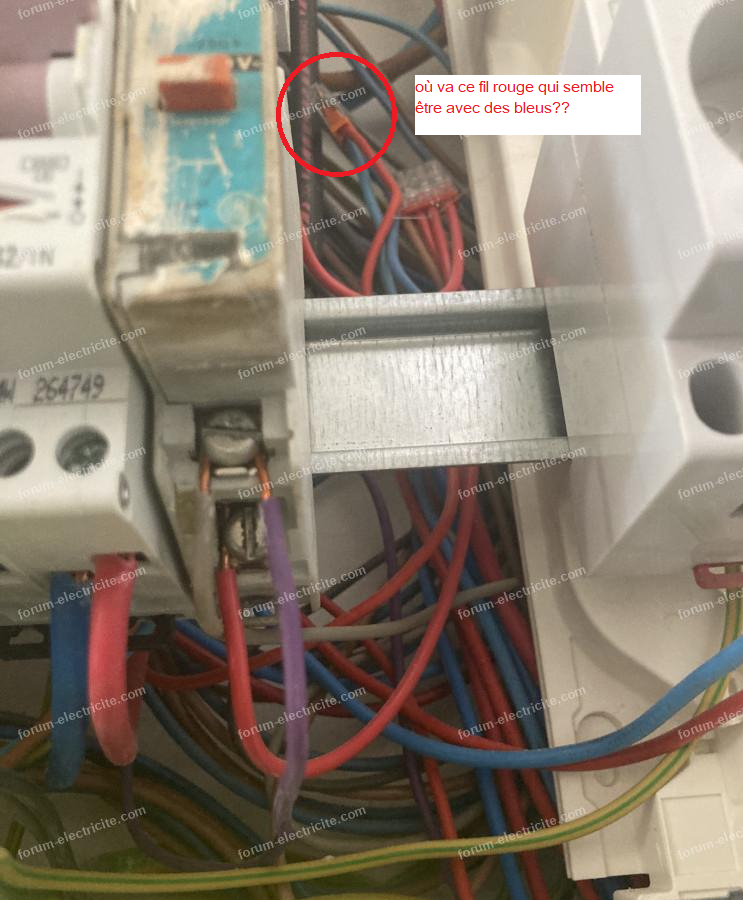 fil rouge branchement télérupteur