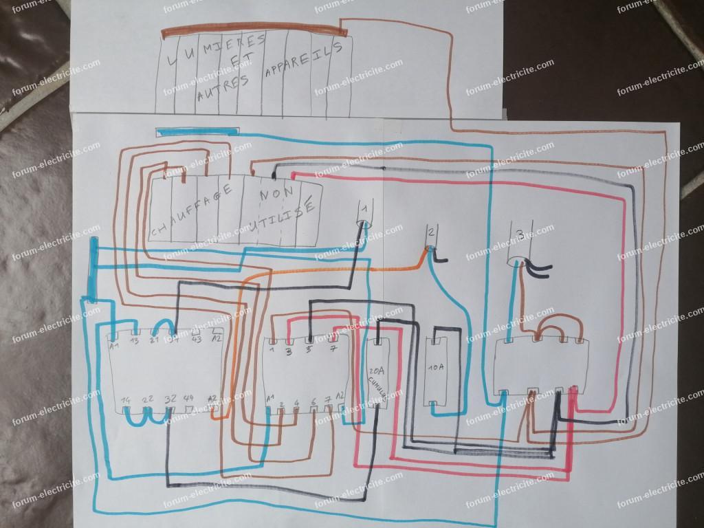 Schéma électrique - L'horloge modulaire peut servir à piloter le contacteur  jour nuit et remplacer le contact d'asservissement du compteur électrique