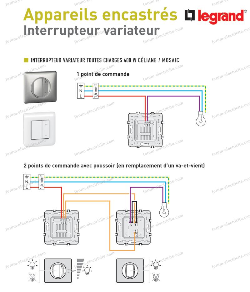 Branchement variateur legrand niloe