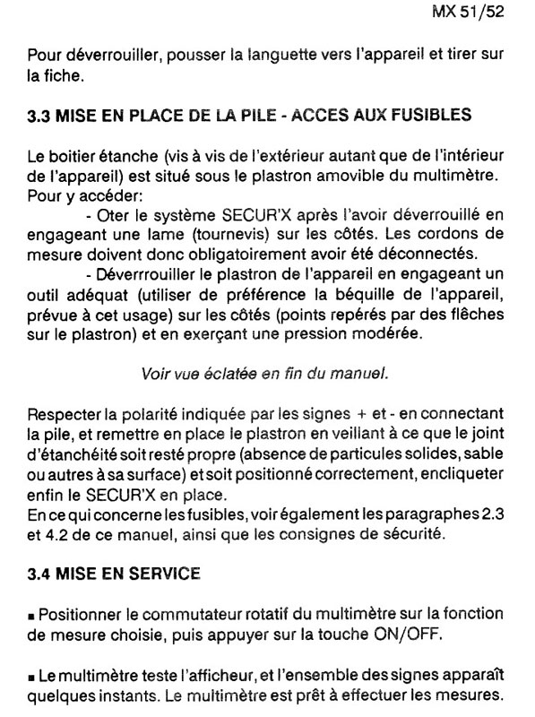 Conseils utilisation des multimètres Fonctionnement Metrix MX 430