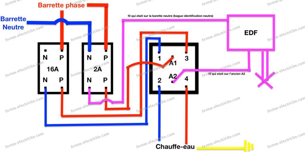 Forum Électricité  Remplacer contacteur jour nuit sur ancienne  installation triphasée devenue monophasée