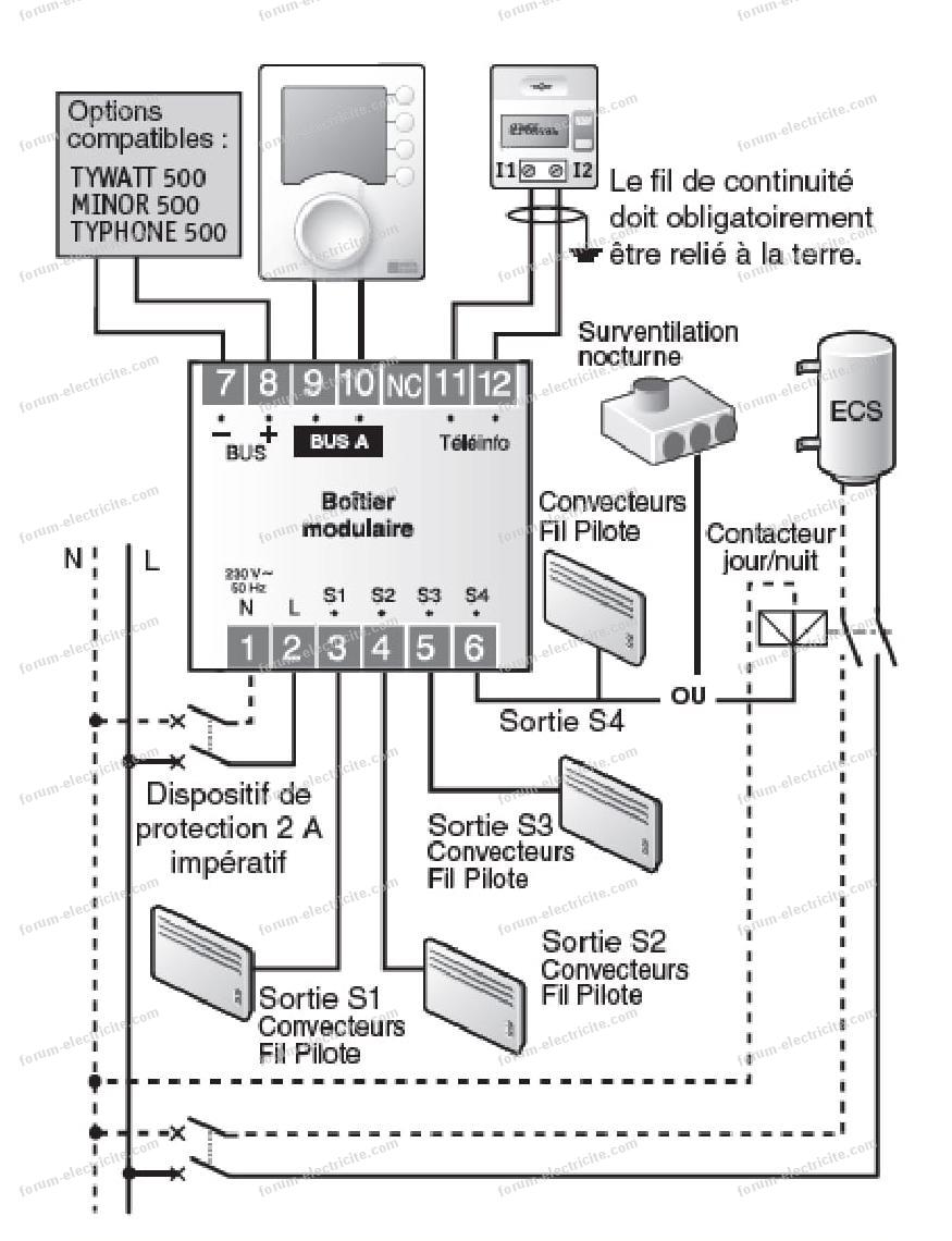 Comment Raccorder Un Délesteur A 2 Voies 12 Convecteur Schéma Questions Électricité - Branchement disjoncteur 2A contacteur HC et Calybox 230