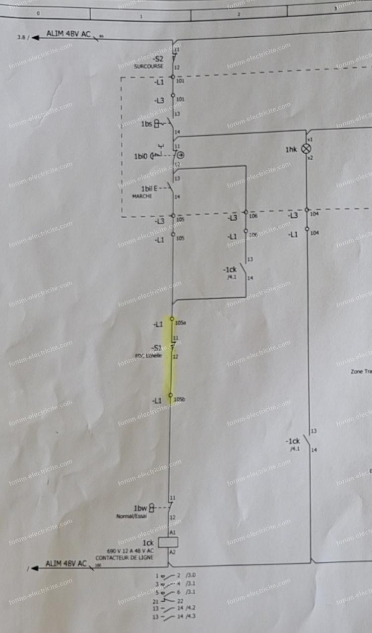 schema branchement coupe circuit pont roulant 01