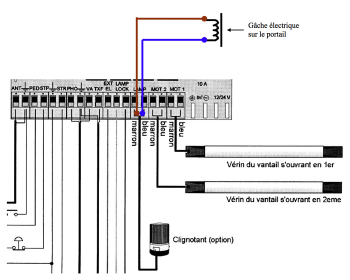 schéma gâche électrique portail