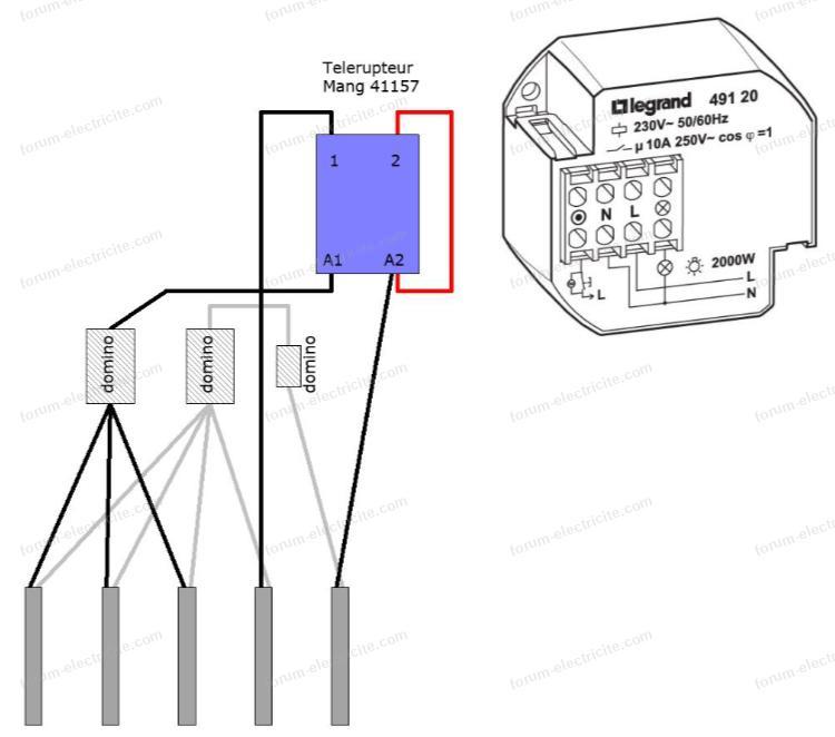 remplacer télérupteur Mang 41157 par Legrand 491. 20